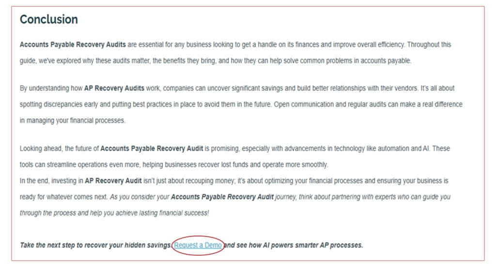 Discover Dollar blog conclusion with Request a Demo CTA | Nico Digital