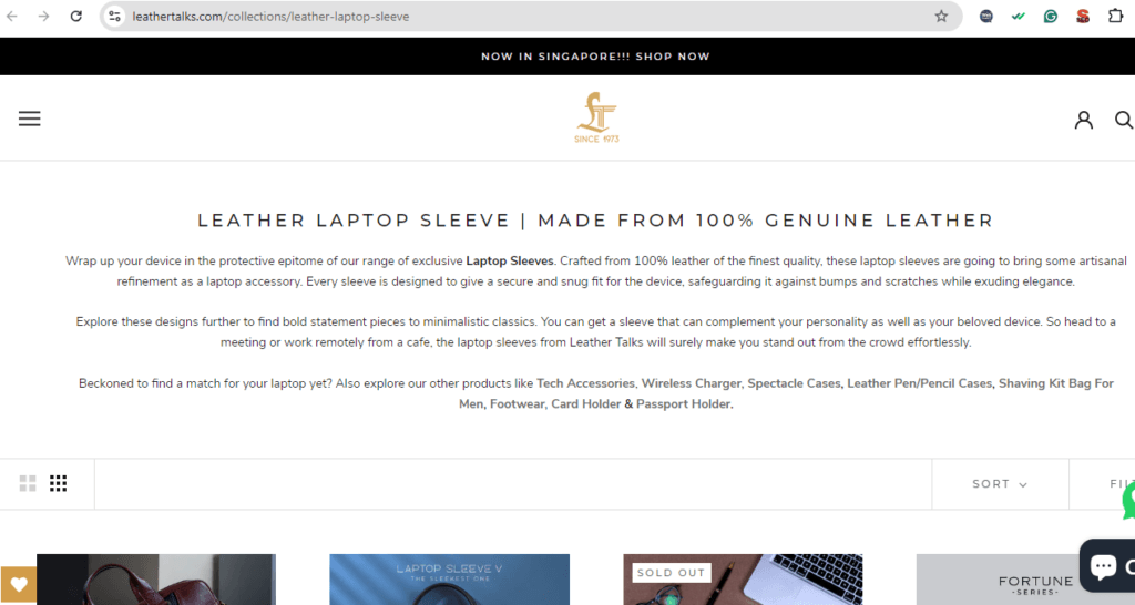 Leather Talks category page optimization