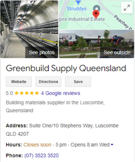 Greenbuild Supply Google MyBusiness Listing