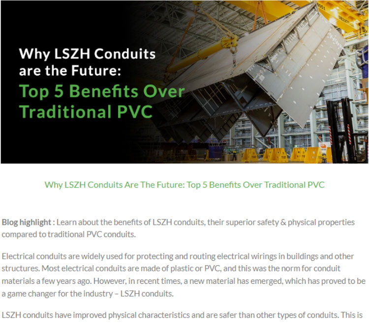 Why LSZH Conduits are the future