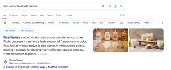 example of featured snippets