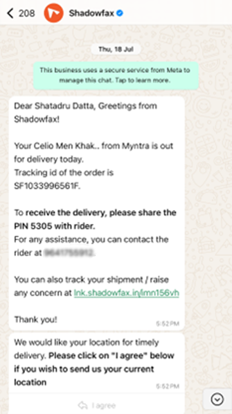 whatsapp order tracking