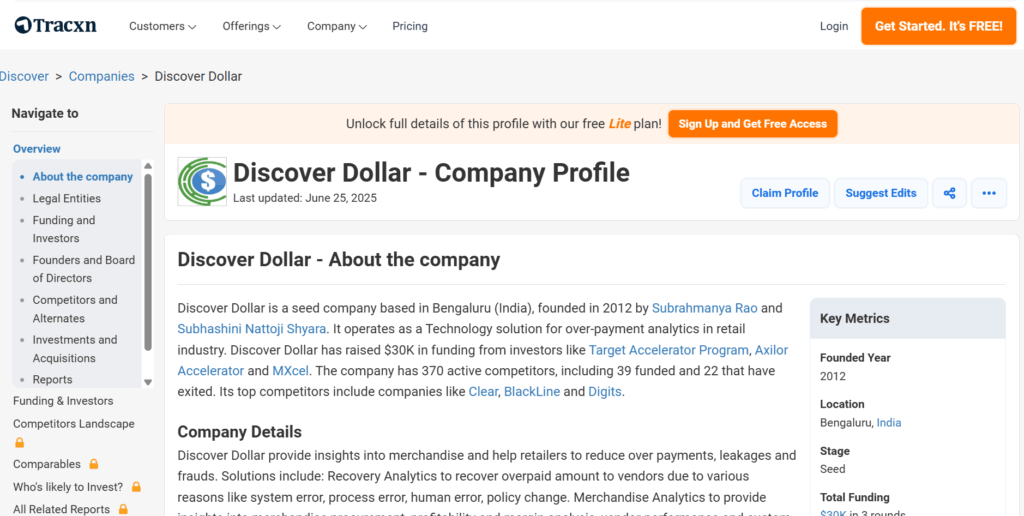 company profile listing