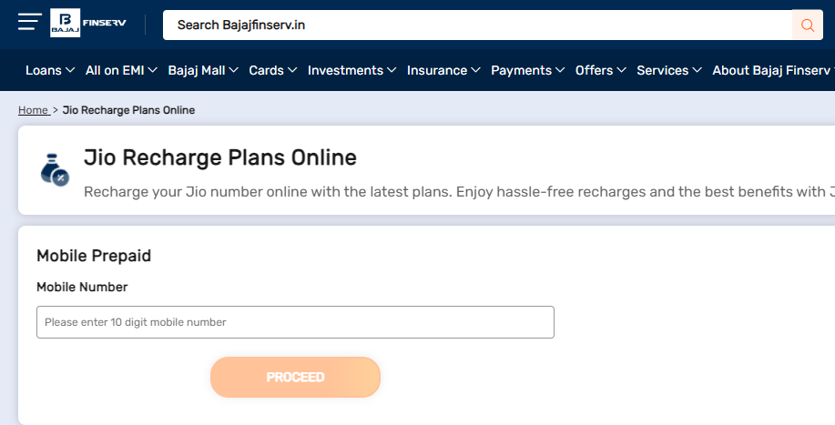 Bajaj Finserv mobile recharge