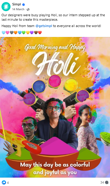 Simpl holi facebook post