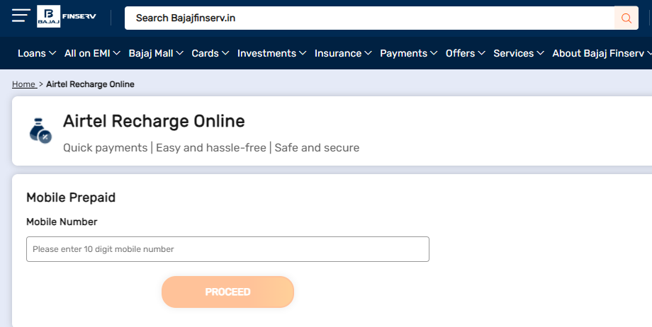 Bajaj Finserv airtel recharge