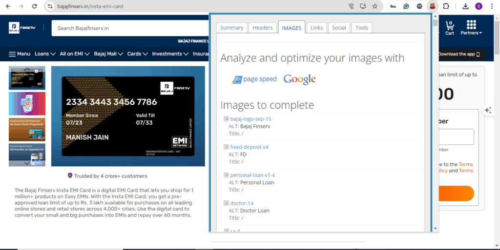 Bajaj Finserv technical SEO 3