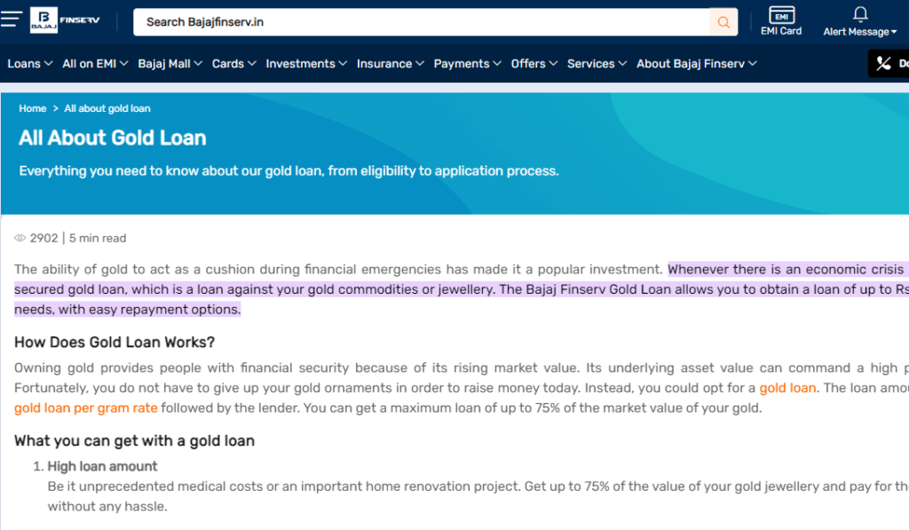 Bajaj Finserv gold loan