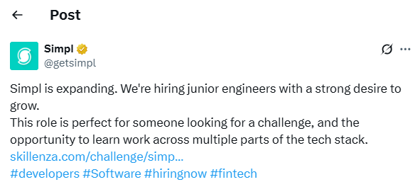 Simpl twitter post
